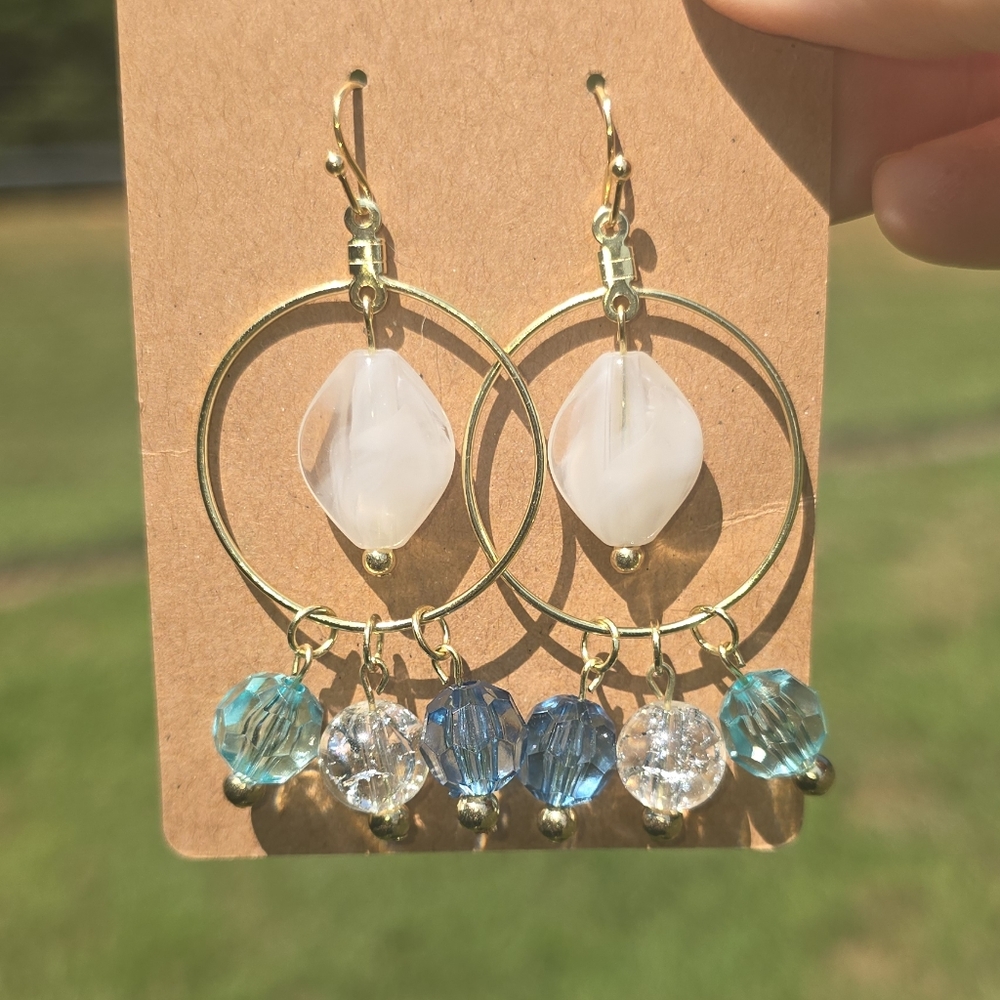 Elegant Gold and Blue Dangle Earrings